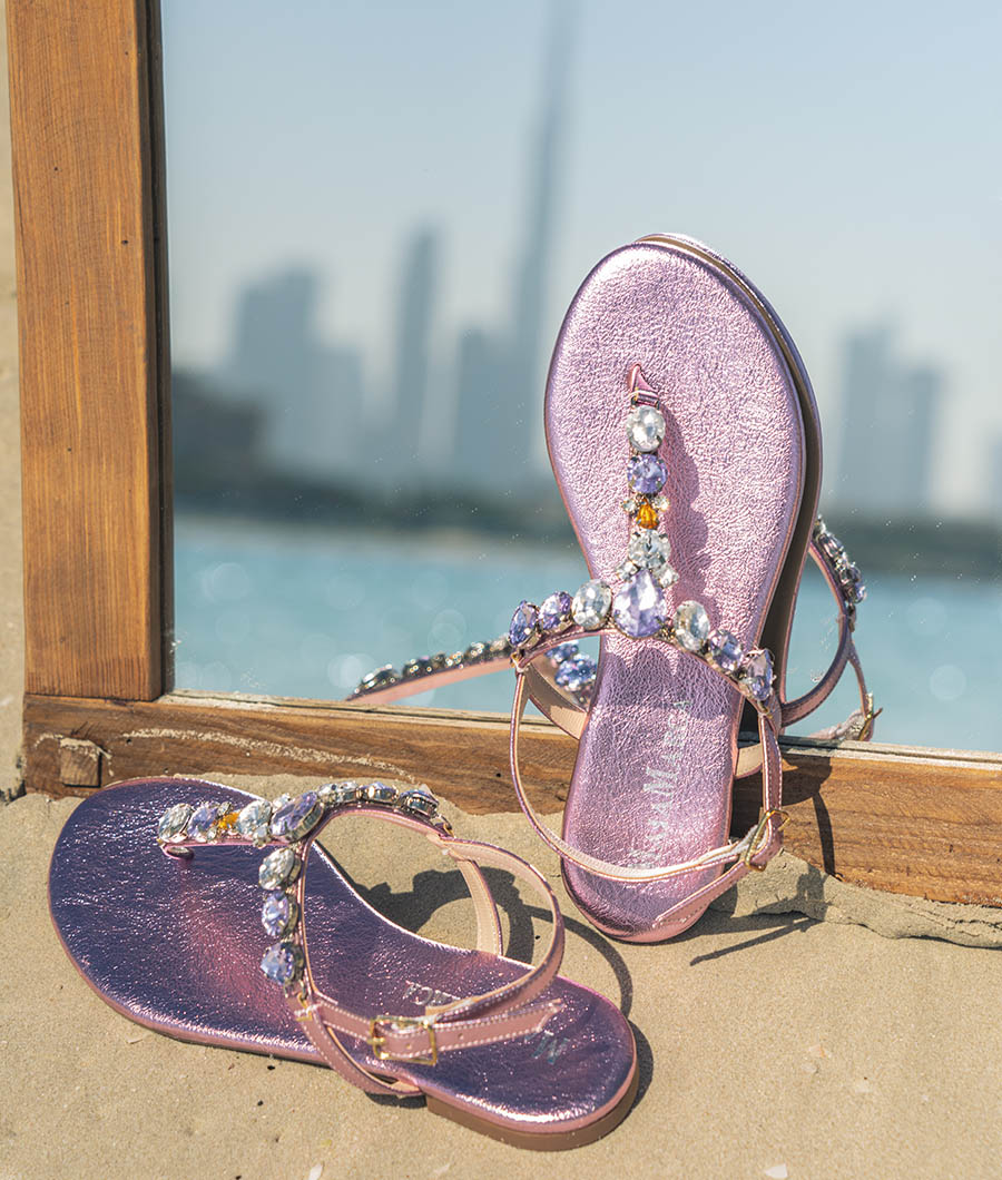 Purple flip clearance flops with rhinestones