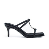 Marbel Heeled Slippers - Black