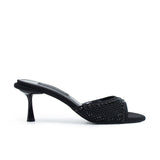 Dora Heeled Slippers - Black