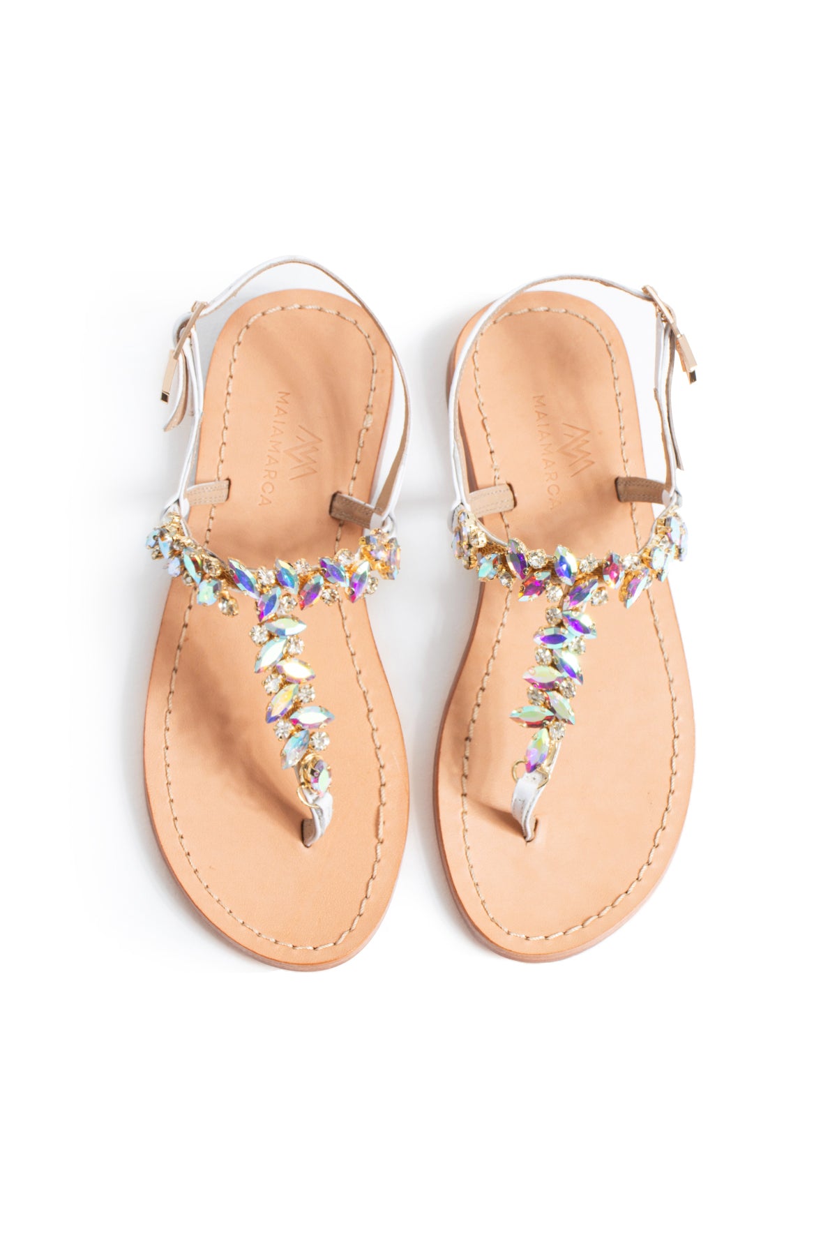 Maia Sette Taşlı Sandalet - Beyaz