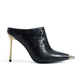 Marle Topuklu Terlik - Siyah