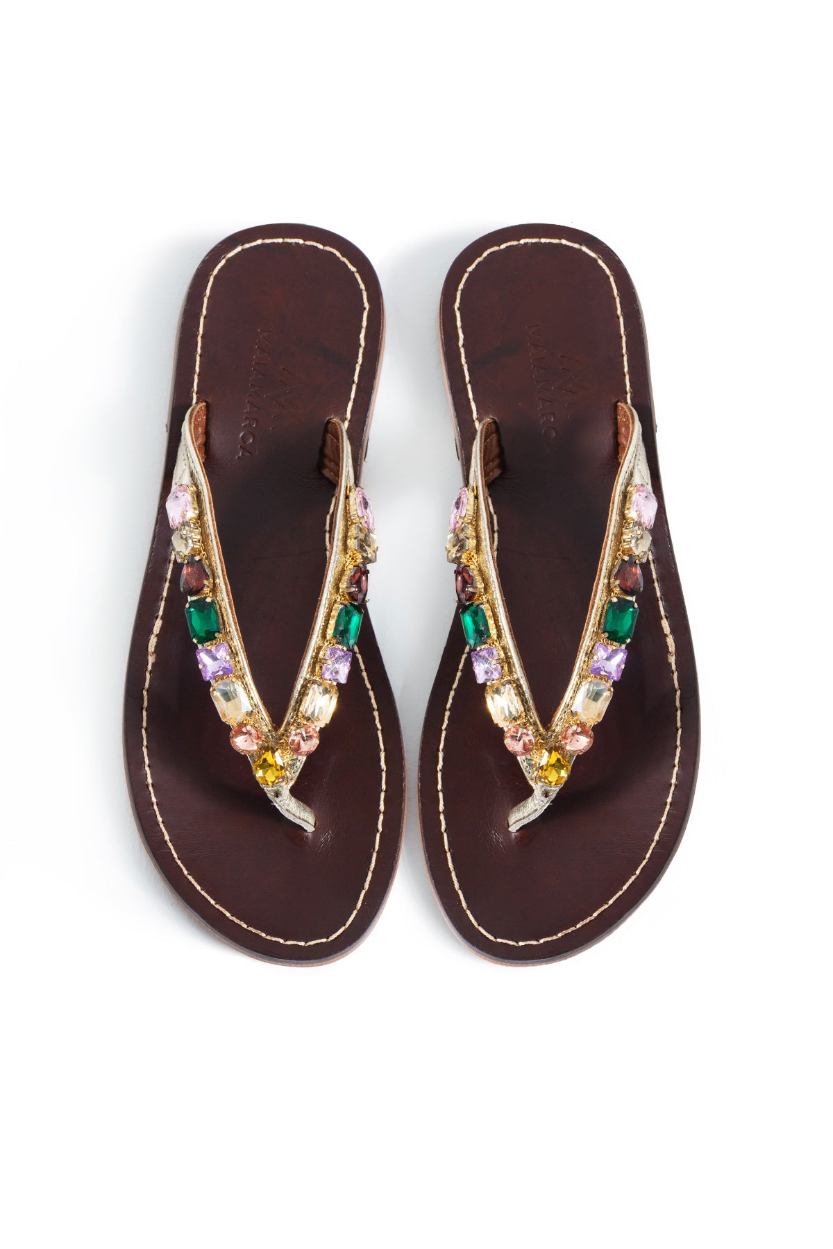 Jona Beaded Slippers - Brown