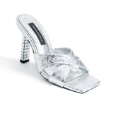 Saphira Heeled Slippers - Silver