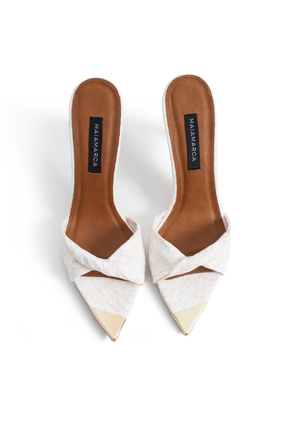 Viola Heeled Slippers - White