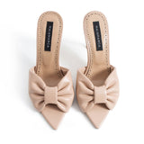 Clara Heeled Slipper - Beige