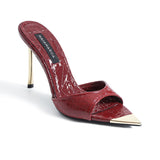 Elara Heeled Slippers - Burgundy