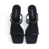 Marbel Heeled Slippers - Black