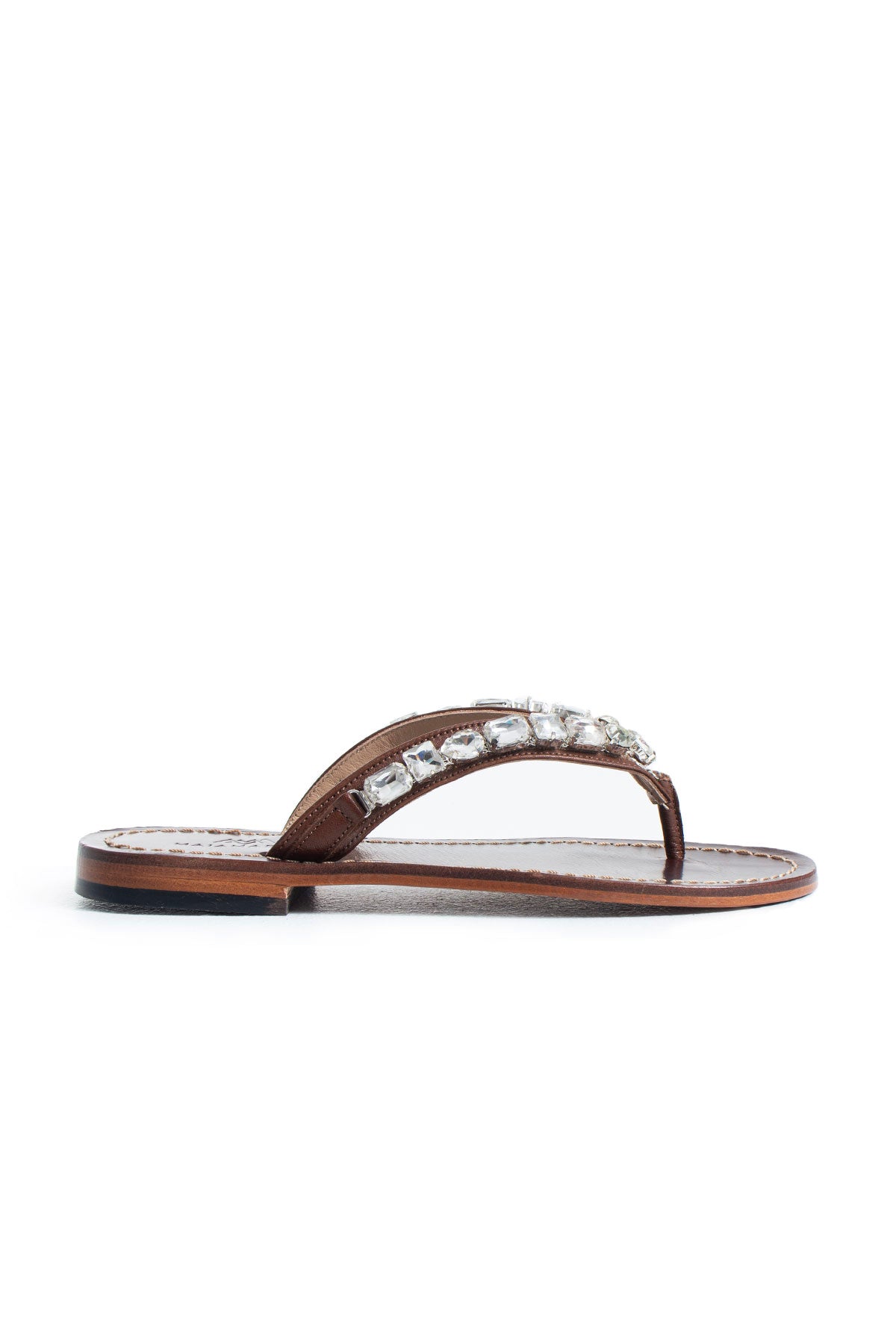 Jona Bejeweled Slippers - Natural Brown