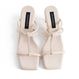 Marbel Heeled Slippers - Beige