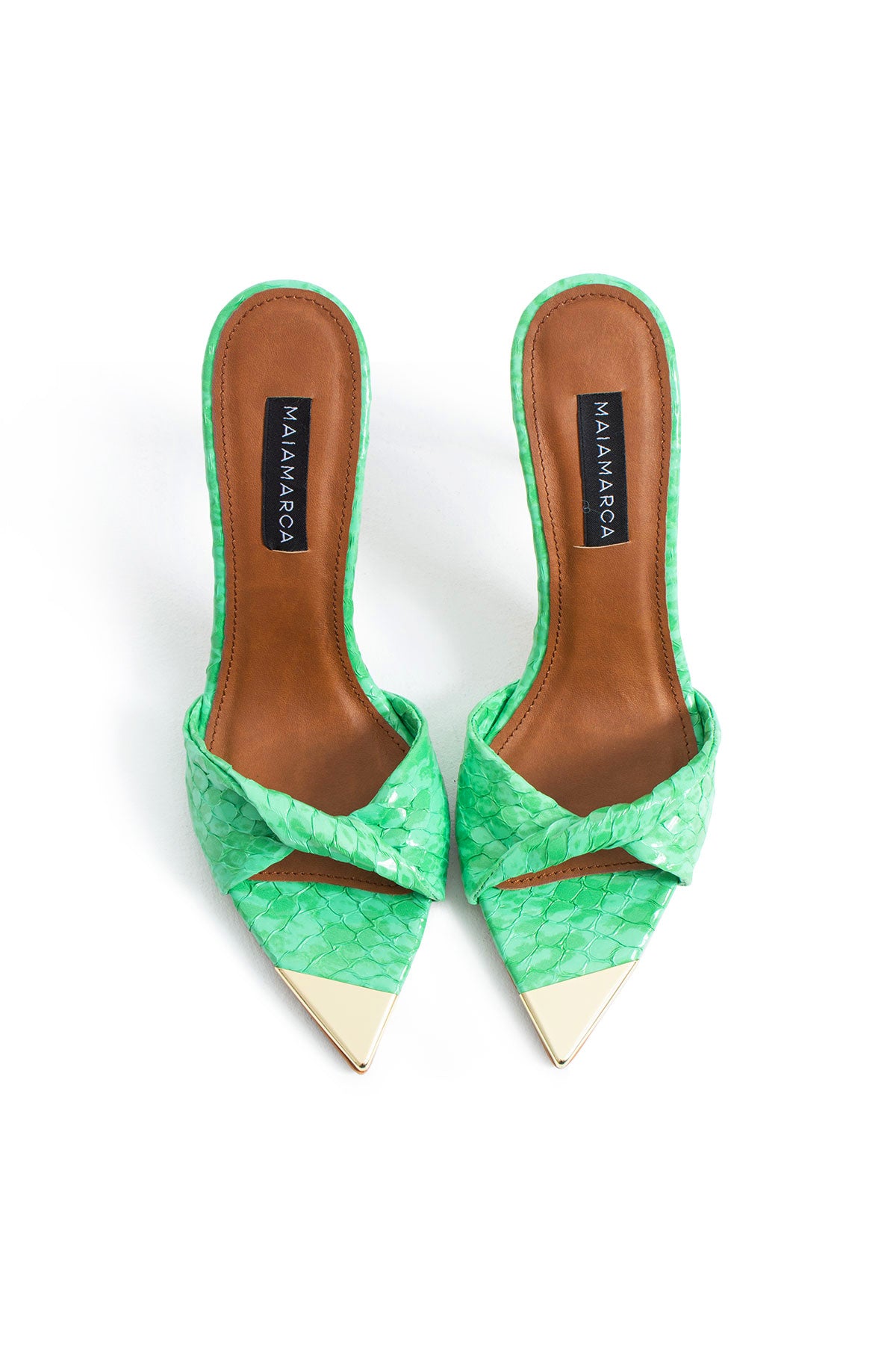 Viola Heeled Slippers - Green