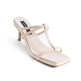Marbel Heeled Slippers - Beige