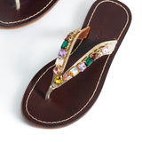 Jona Beaded Slippers - Brown