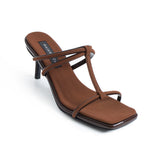 Marbel Heeled Slippers - Tan