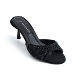 Dora Heeled Slippers - Black