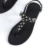 Maia Stone-Embellished Sandals - Black