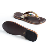 Jona Beaded Slippers - Brown