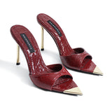 Elara Heeled Slippers - Burgundy