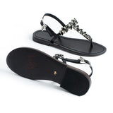 Maia Stone-Embellished Sandals - Black