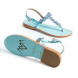 Maia Embellished Sandals - Blue