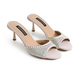 Dora Heeled Slippers - Beige