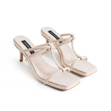 Marbel Heeled Slippers - Beige