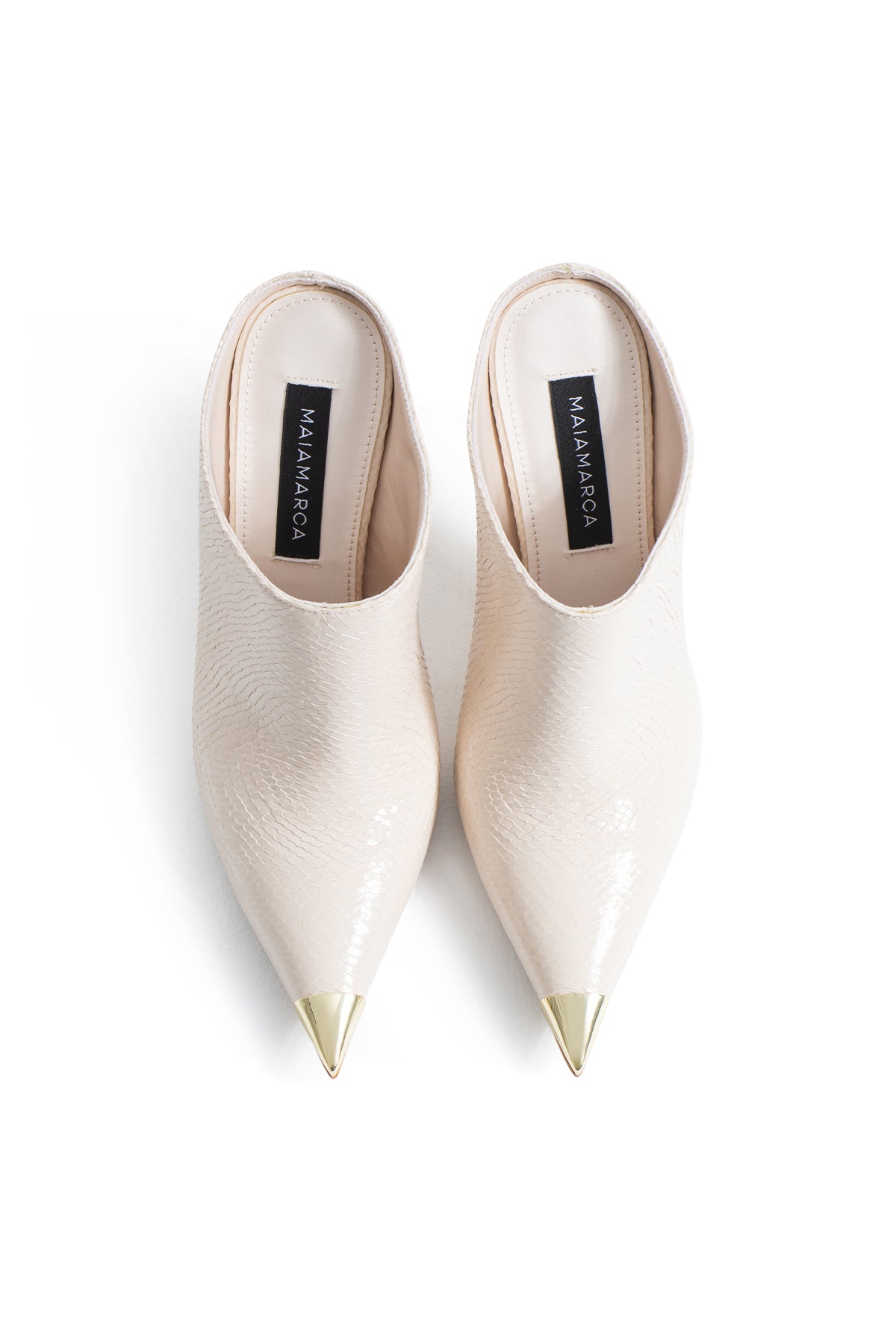 Marle Heeled Slippers - Beige