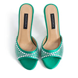 Dora Heeled Slippers - Green
