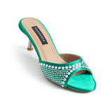 Dora Heeled Slippers - Green