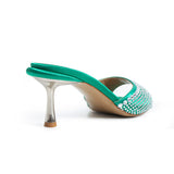 Dora Heeled Slippers - Green