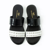 Maia Liva Crystal Slippers - Black White