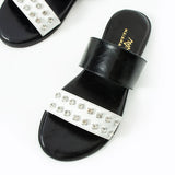 Maia Liva Crystal Slippers - Black White