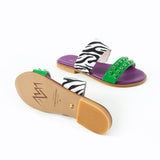 Maia Liva Crystal Slippers - Zebra Green