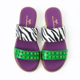 Maia Liva Crystal Slippers - Zebra Green