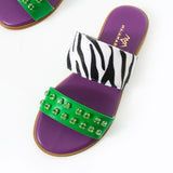 Maia Liva Crystal Slippers - Zebra Green