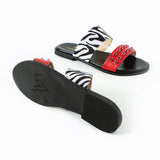 Maia Liva Crystal Slippers - Zebra Red