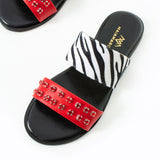 Maia Liva Crystal Slippers - Zebra Red