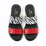 Maia Liva Crystal Slippers - Zebra Red